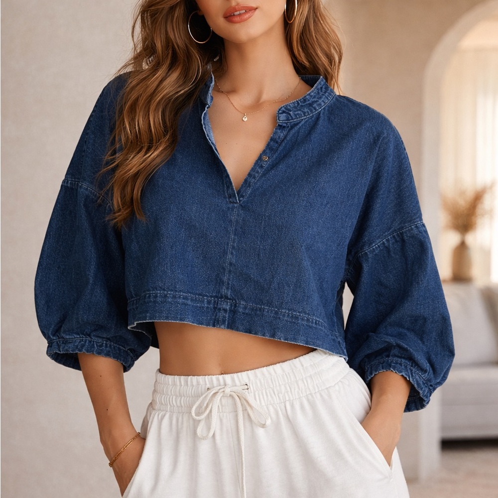 BDG Blue‎ Denim Cropped Top